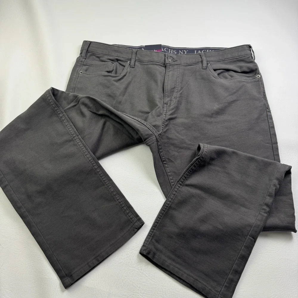 Jachs New York Mens Gray Straight Fit Flex Waistband 5-Pocket Pants 40x32 NEW